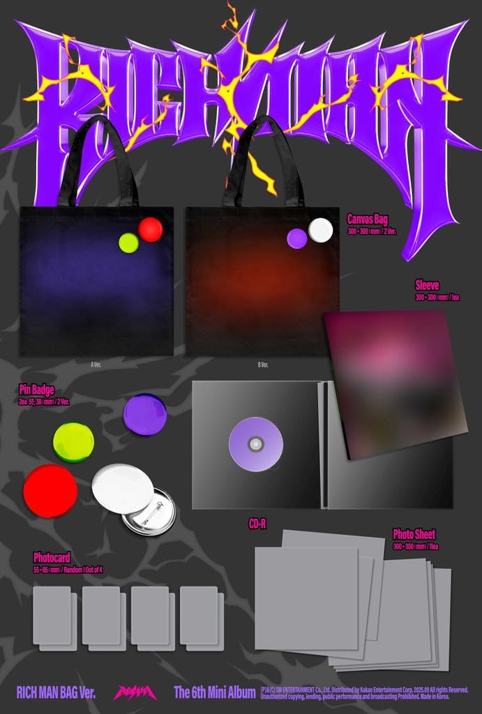 AESPA [RICH MAN] 6th Mini Album BAG Ver./CD-R+Photo Book+2 Pin Badge+2 Card+GIFT