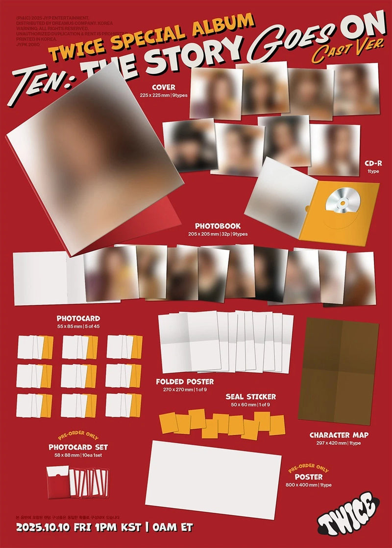 TWICE TEN:THE STORY GOES ON Special Album CAST Ver/CD+FOLDED POSTER+Book+5Card+POB+GIFT