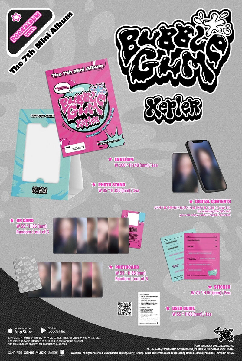 KEP1ER [BUBBLE GUM] 7th Mini Album POCA Ver./QR+Stand+Photo Card+2 Sticker+Guide