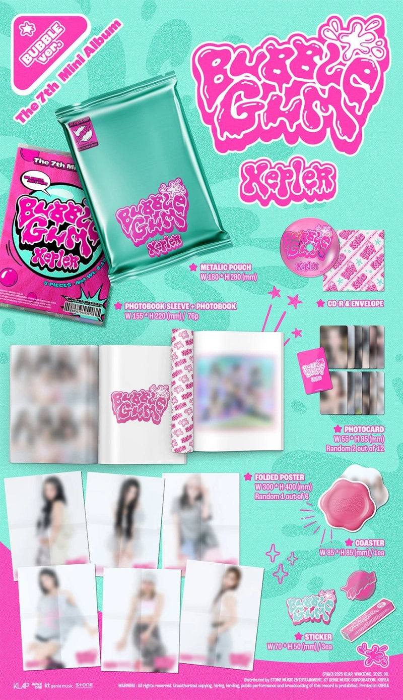 KEP1ER [BUBBLE GUM] 7th Mini Album CD+Photo Book+2 Card+Coaster+Sticker+Poster