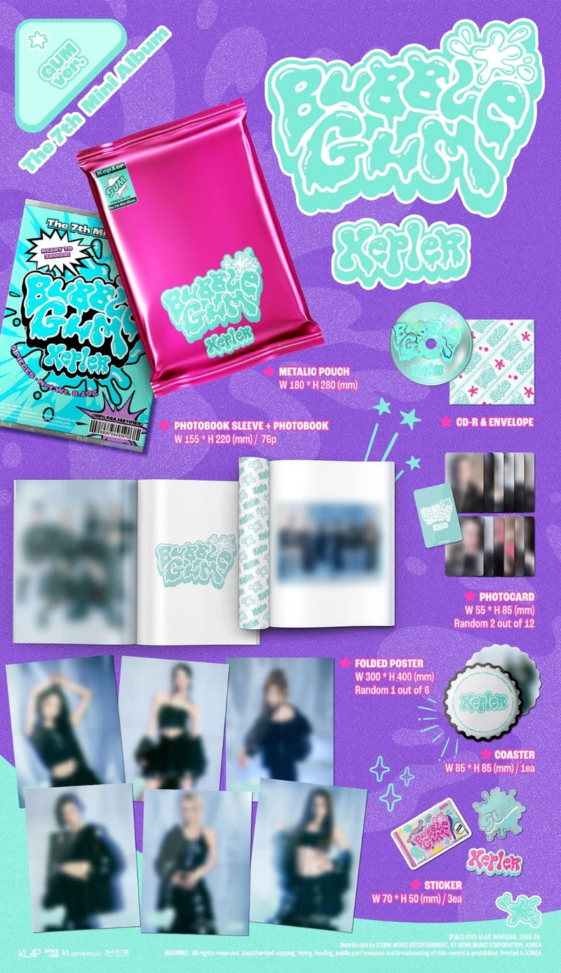 KEP1ER [BUBBLE GUM] 7th Mini Album CD+Photo Book+2 Card+Coaster+Sticker+Poster