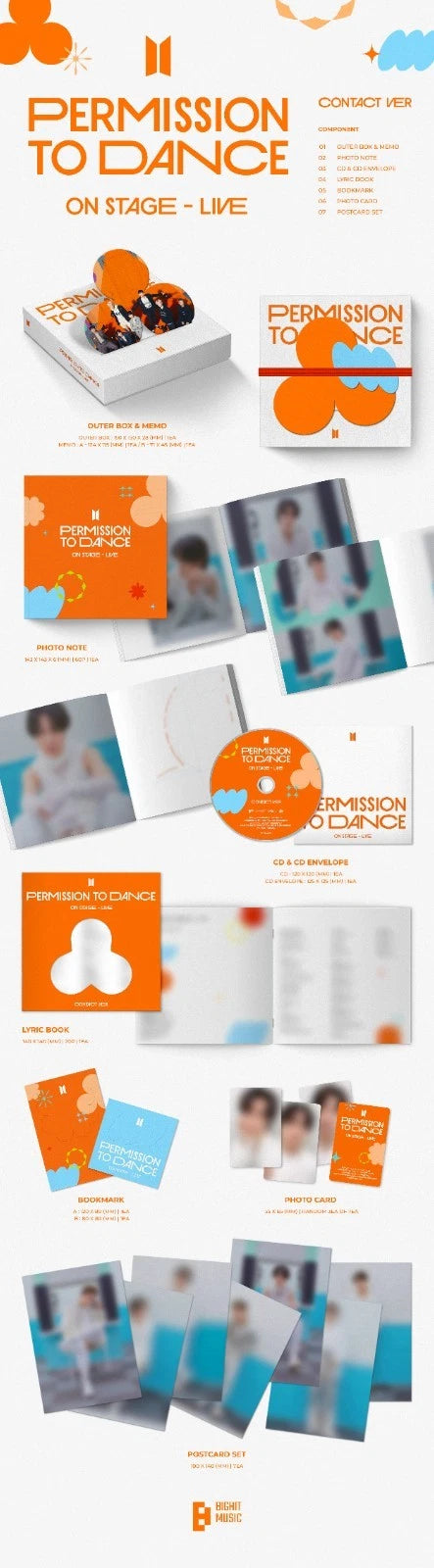 BTS PERMISSION TO DANCE ON STAGE-LIVE ALBUM CD+Note+Book+10 Card+GIFT